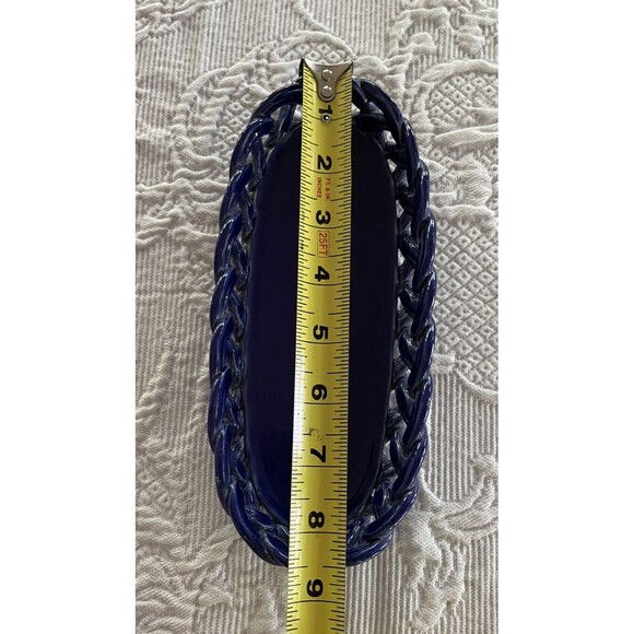 PRIMO'GI BASSANO Cobalt Blue Ceramic Basket Woven Made in Italy Org Gold Label - Picture 6 of 12